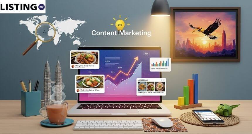 Infographic comparing cost and ROI of a Content Marketing Agency versus an In-House Marketing Manager in Malaysia, highlighting the savings and team benefits.