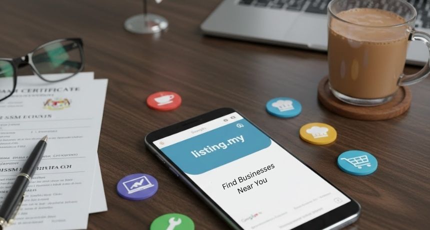 A phone screen showing process of how to list on listing.my