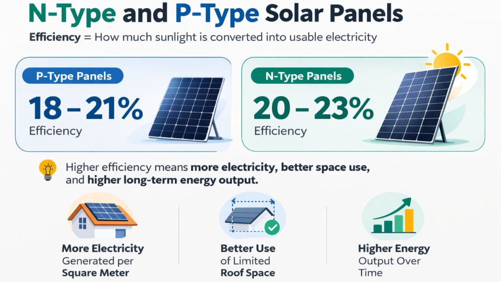 n-type and p-type solar panels
