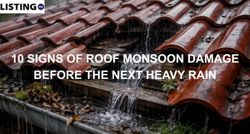 roof tile leaking when heavy rain due to monsoon season in malaysia