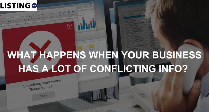A worker is having problems with his PC and is making a call, representing What Happens When Your Business Has A Lot Of Conflicting Info?