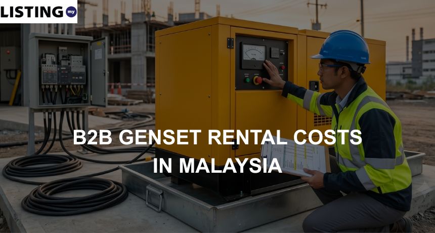A male engineer inspecting the control panel of a yellow industrial generator at a construction site.