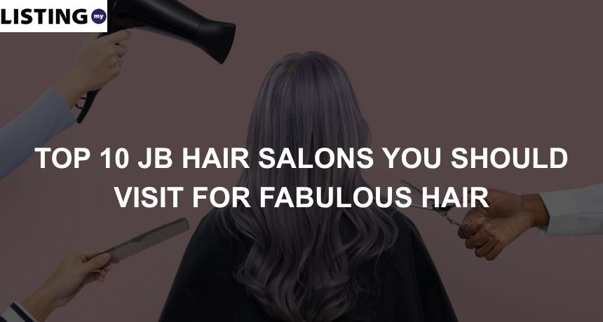Photo of a woman in a JB hair salon surrounded by hairstyling instruments