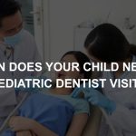 Photo of a little girl at a pediatric dentist, getting treated for cavities