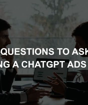 Two businessmen discussing how to select the right ChatGPT ads agency