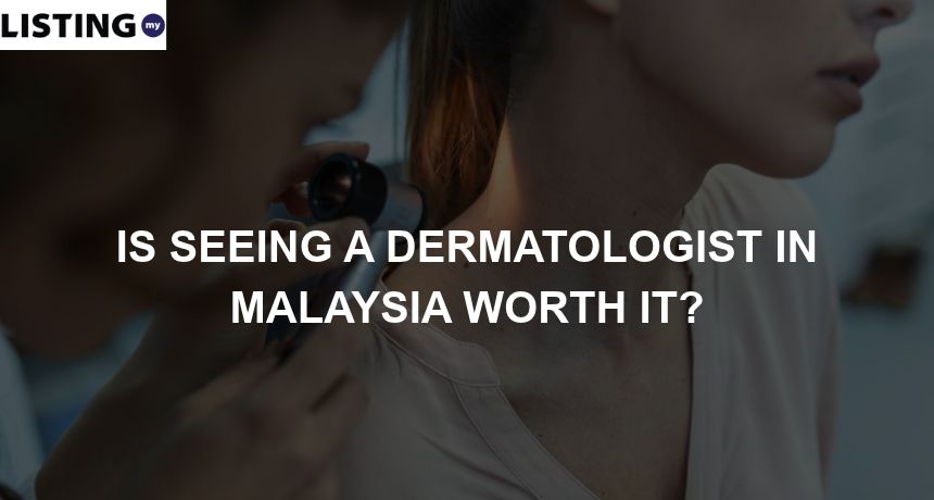 A dermatologist examining a woman
